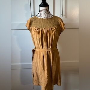 Eve Gravel Mustard Silk Mini Dress